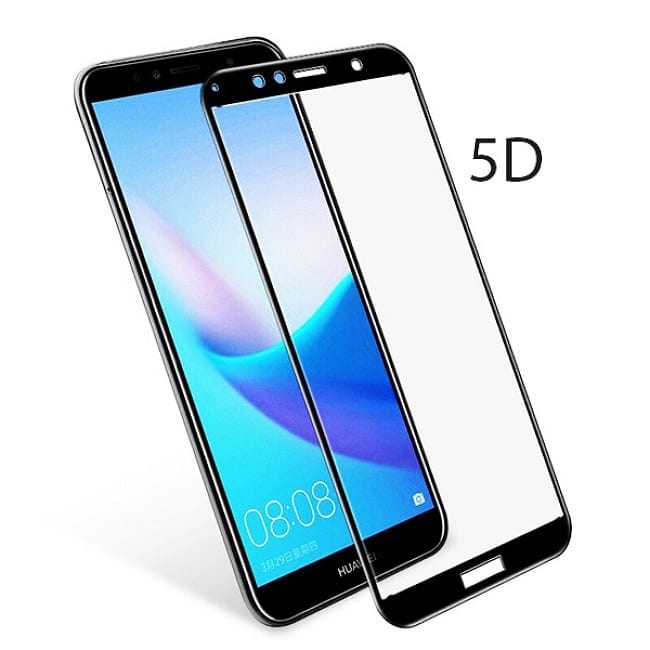 FULL GLUE 5D TEMPERED GLASS ΓΙΑ HUAWEI Y6 PRIME (2018) - ΜΑΥΡΟ