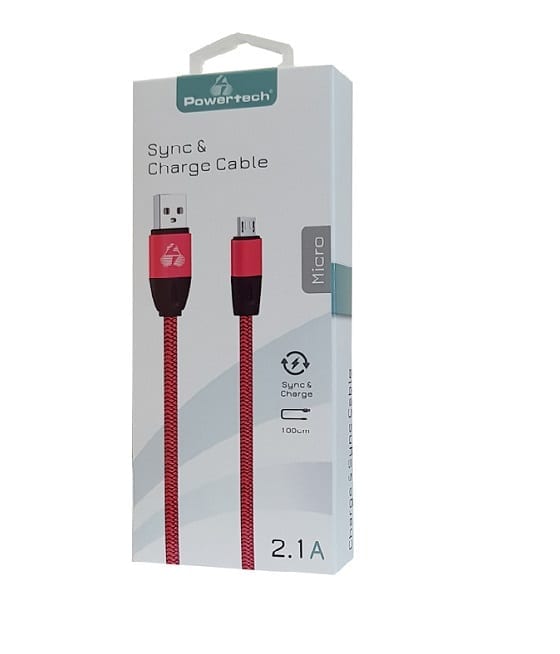 ΚΑΛΩΔΙΟ MICRO USB  POWERTECH ECO FLAT KOKKINO (1m)