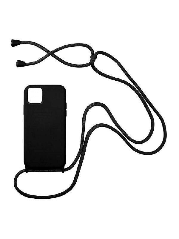 ΘΗΚΗ ΣΙΛΙΚΟΝΗΣ ΜΕ ΚΟΡΔΟΝΙ(CORD) ΓΙΑ IPHONE 14 - ΜΑΥΡΗ