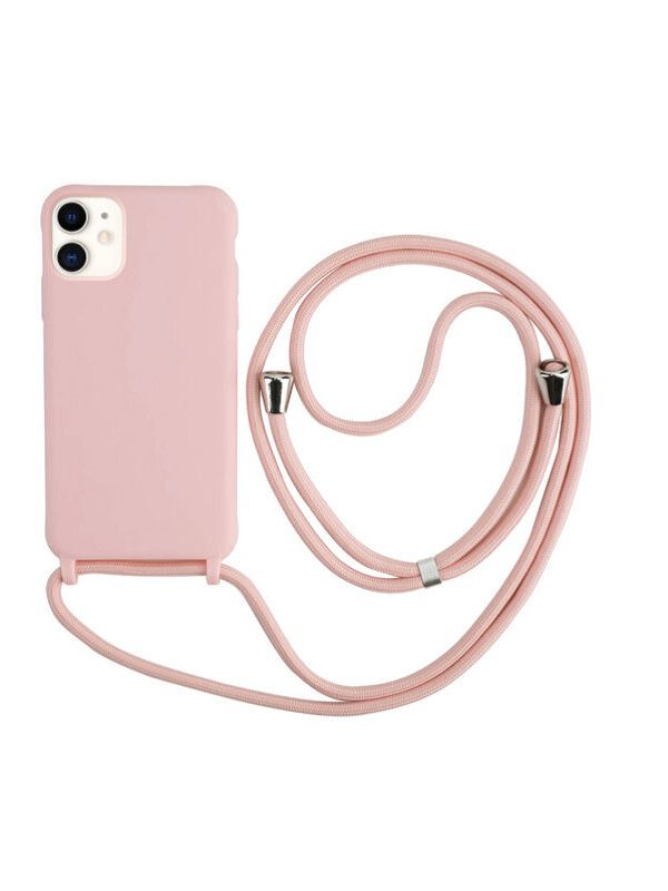 ΘΗΚΗ ΣΙΛΙΚΟΝΗΣ ΜΕ ΚΟΡΔΟΝΙ(CORD) ΓΙΑ IPHONE 14 PRO MAX -PINK SAND