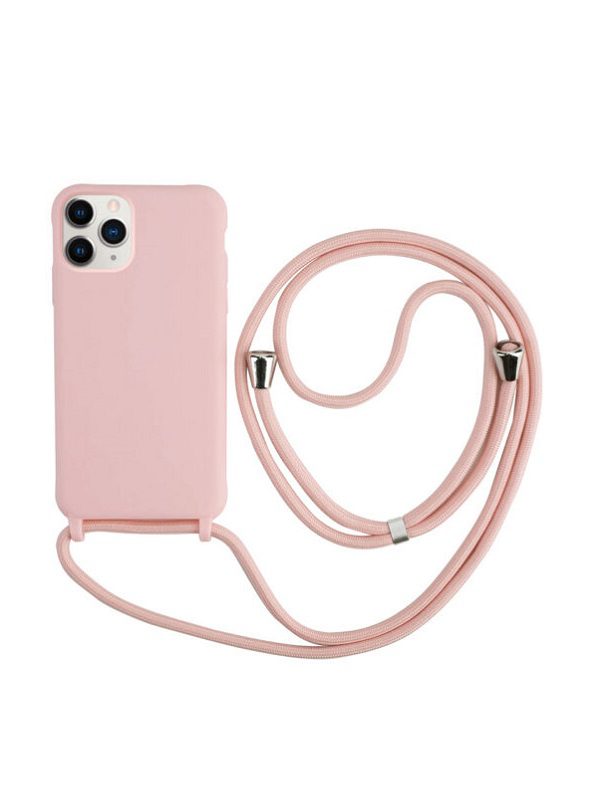 ΘΗΚΗ ΣΙΛΙΚΟΝΗΣ ΜΕ ΚΟΡΔΟΝΙ(CORD) ΓΙΑ IPHONE 12 PRO - PINK SAND