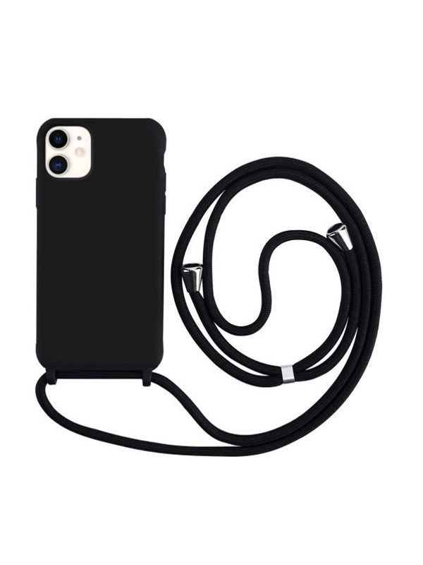 ΘΗΚΗ ΣΙΛΙΚΟΝΗΣ ΜΕ ΚΟΡΔΟΝΙ(CORD) ΓΙΑ IPHONE 11 - ΜΑΥΡΗ