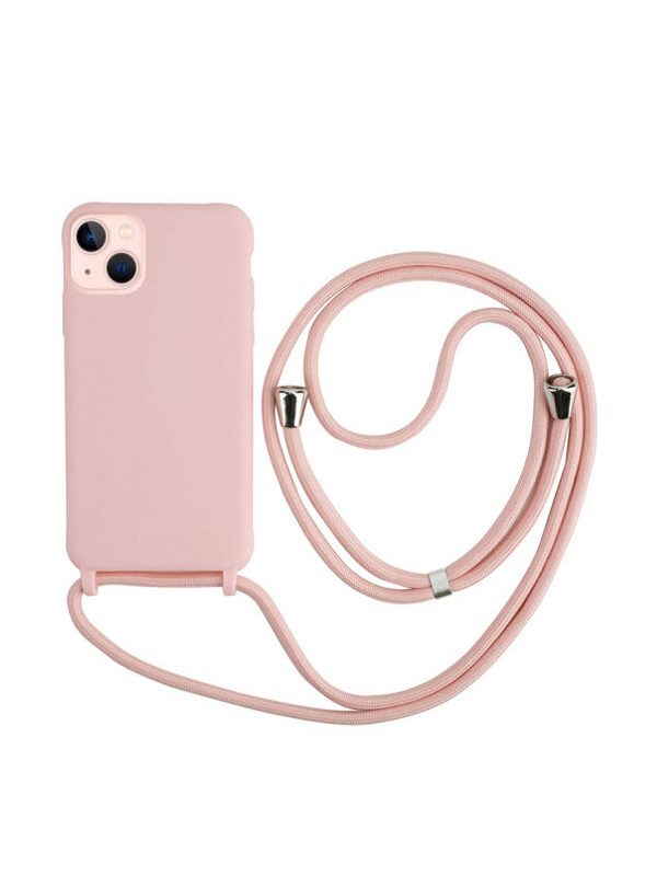 ΘΗΚΗ ΣΙΛΙΚΟΝΗΣ ΜΕ ΚΟΡΔΟΝΙ(CORD) ΓΙΑ IPHONE 13 - PINK SAND