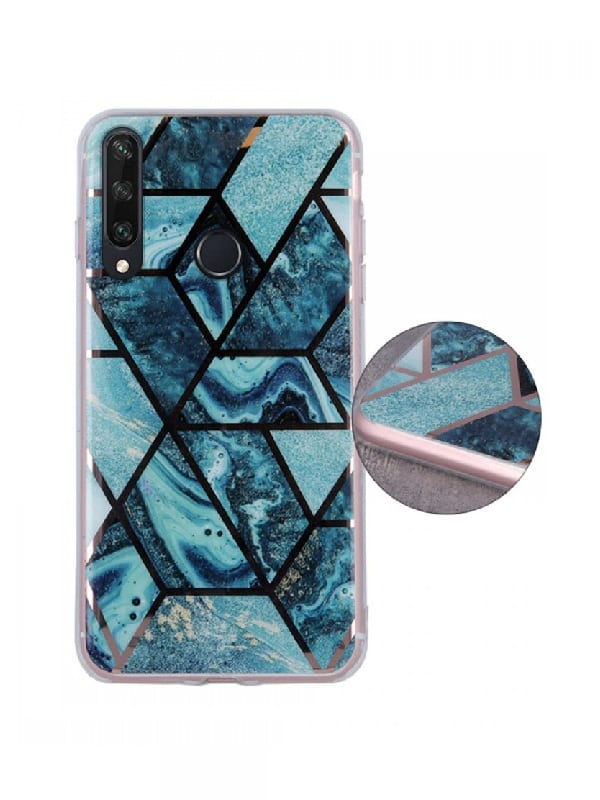 ΘΗΚΗ ΣΙΛΙΚΟΝΗΣ GEOMETRIC MARMUR ΓΙΑ IPHONE 12 - ΣΚΟΥΡΟ ΜΠΛΕ