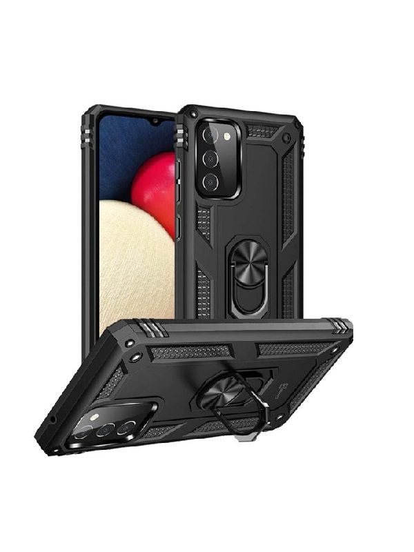 ΘΗΚΗ ARMOR RING BUCKLE KICKSTAND ΓΙΑ SAMSUNG GALAXY A03S - ΜΑΥΡΗ