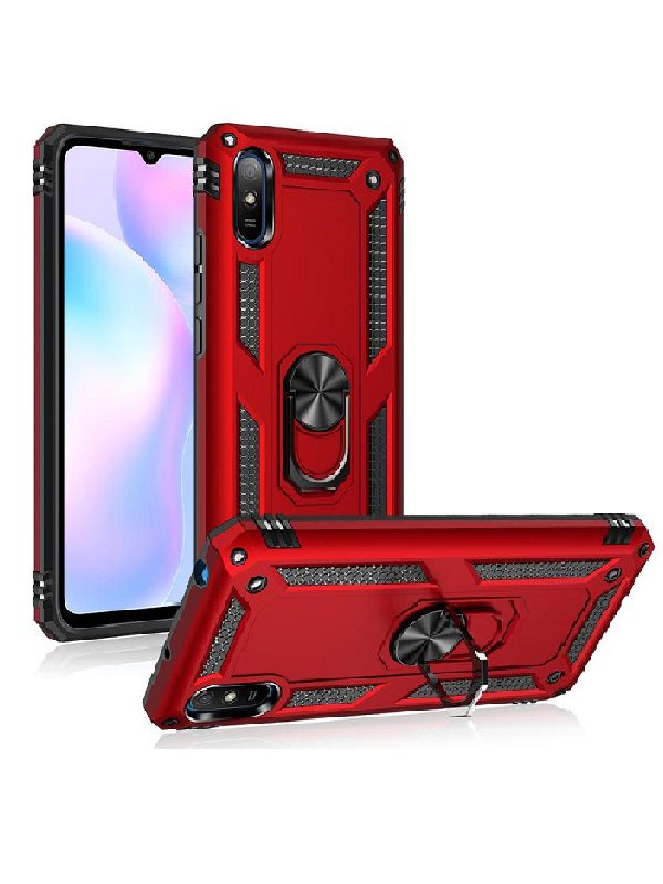 ΘΗΚΗ ARMOR RING BUCKLE KICKSTAND ΓΙΑ XIAOMI REDMI 9A/9AT-ΚΟΚΚΙΝΟ