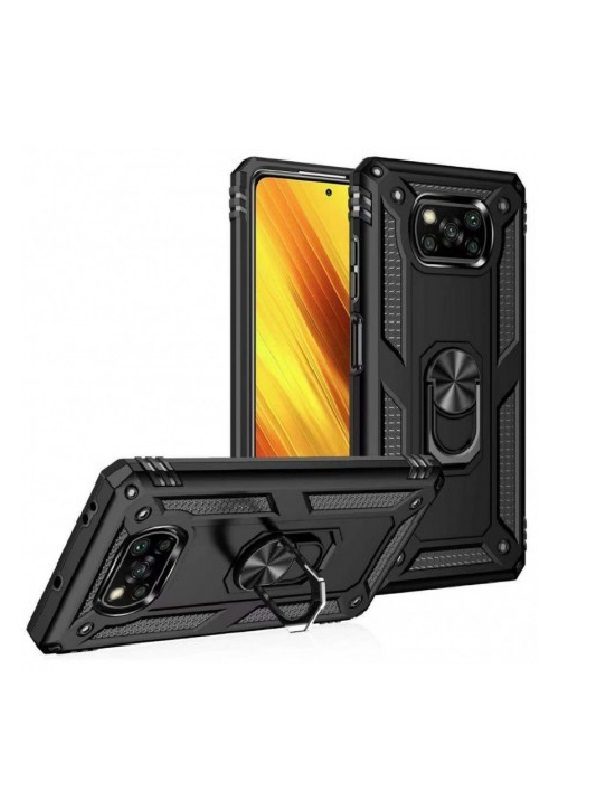 ΘΗΚΗ ARMOR RING BUCKLE KICKSTAND ΓΙΑ XIAOMI POCO X3 NFC - ΜΑΥΡΗ