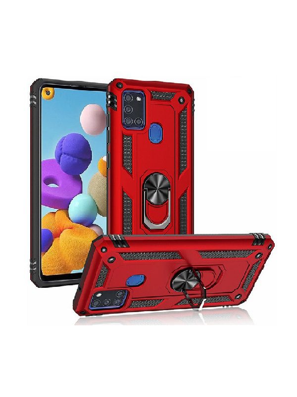 ΘΗΚΗ ARMOR RING BUCKLE KICKSTAND ΓΙΑ SAMSUNG GALAXY A21S-RED