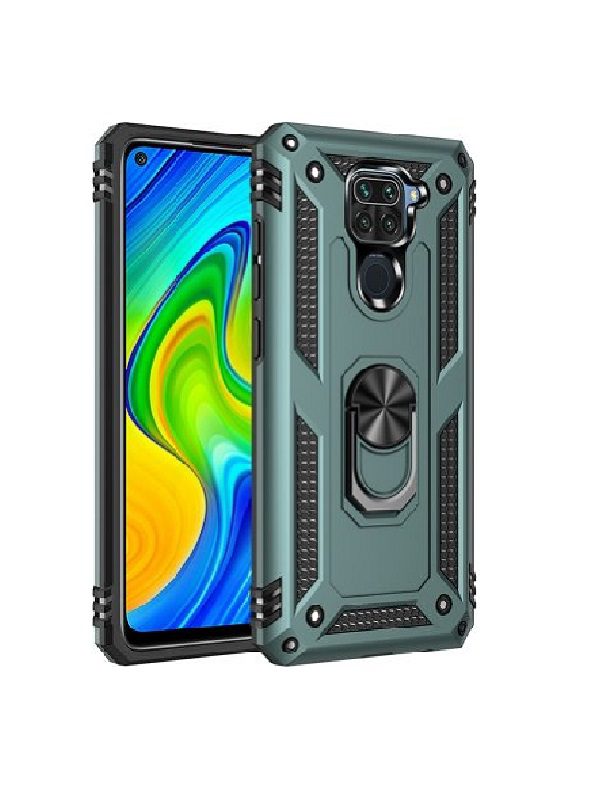 ΘΗΚΗ ARMOR RING BUCKLE KICKSTAND ΓΙΑ XIAOMI REDMI NOTE 9S/9 PRO - Πράσινο Σκούρο