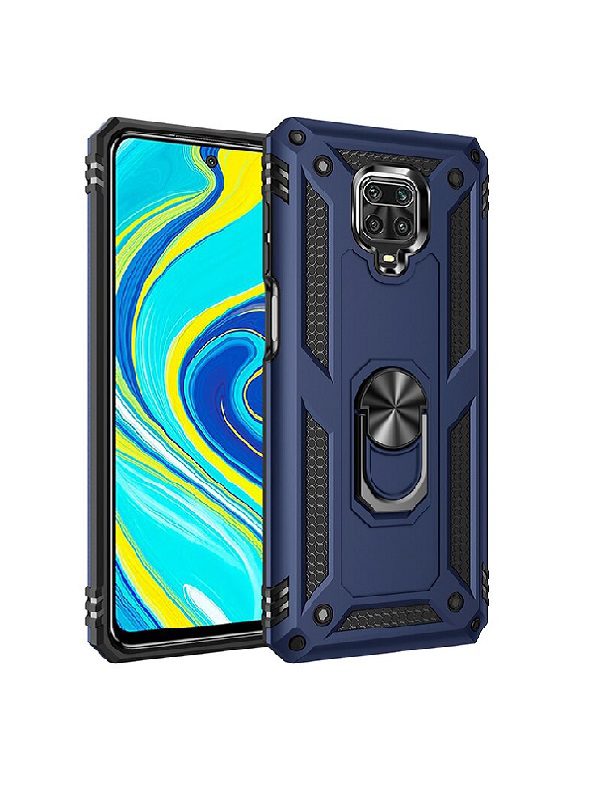 ΘΗΚΗ ARMOR RING BUCKLE KICKSTAND ΓΙΑ XIAOMI REDMI NOTE 9S/9 PRO - Μπλέ Σκούρο