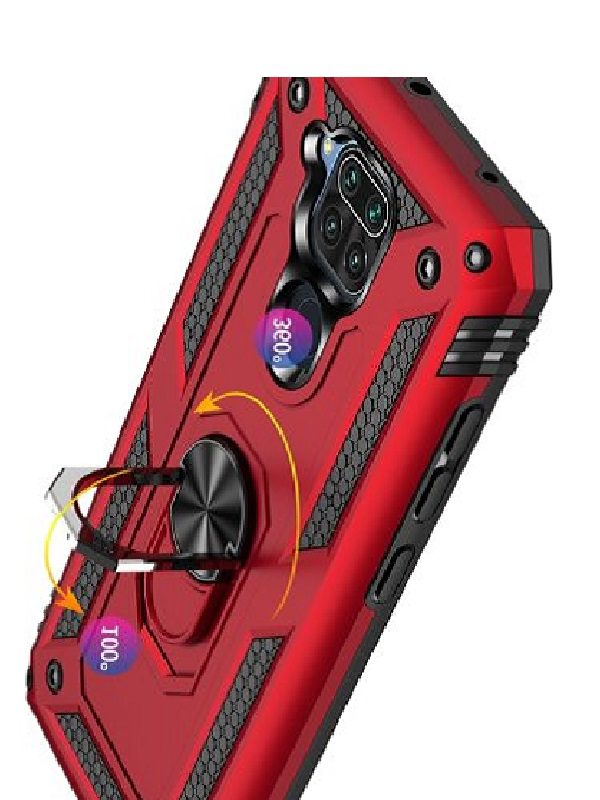 ΘΗΚΗ ARMOR RING BUCKLE KICKSTAND ΓΙΑ XIAOMI REDMI NOTE 9S/9 PRO - Κόκκινο