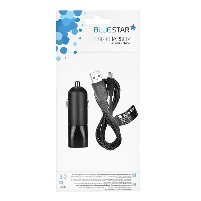 CAR CHARGER  BLUE STAR (MICRO USB+CABLE) 1A