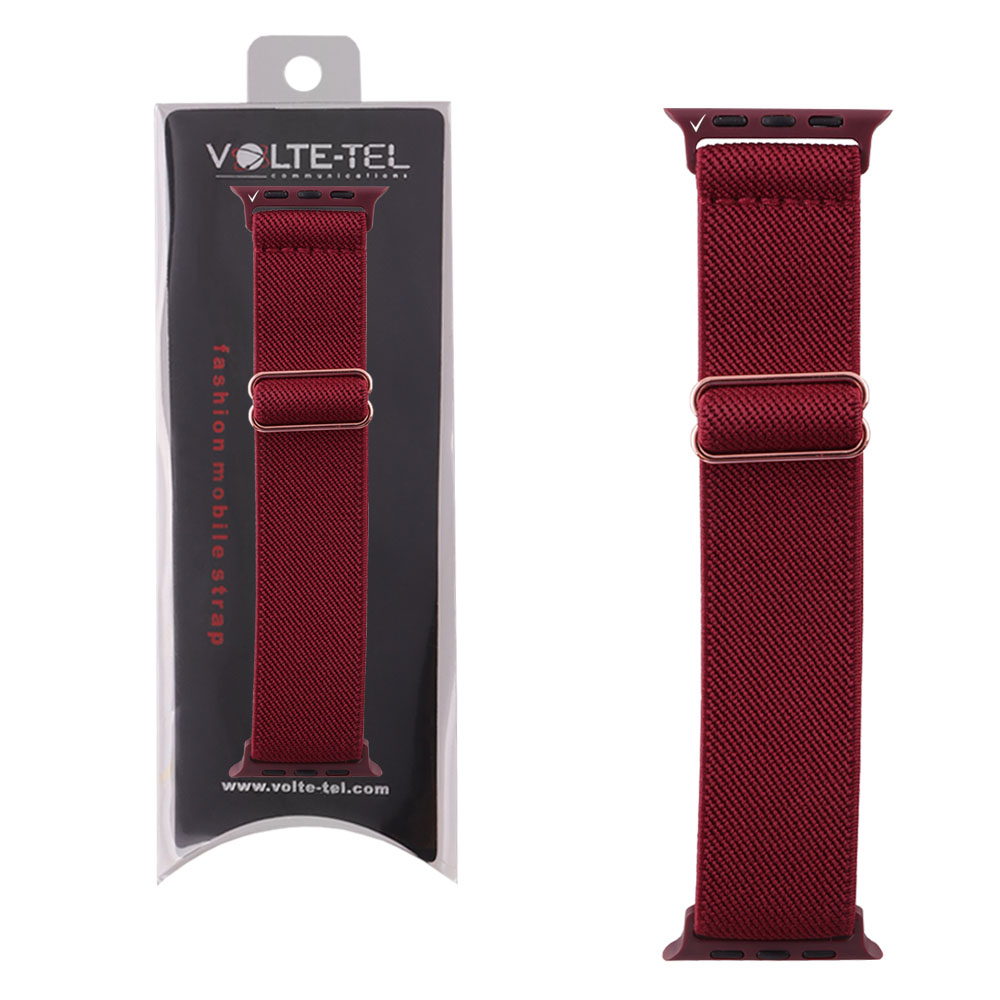 VOLTE-TEL ΛΟΥΡΑΚΙ ΡΟΛΟΓΙΟΥ APPLE WATCH 38/40/41mm ELASTIC BRAIDED NYLON BURGUNDY RED VT101