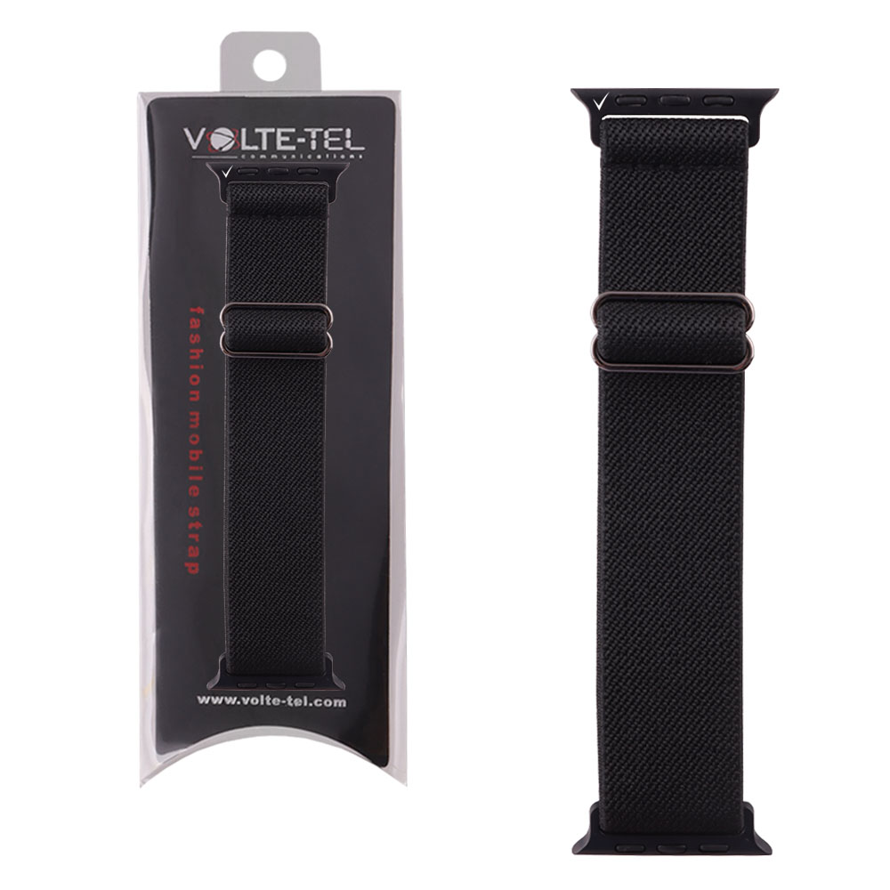 VOLTE-TEL ΛΟΥΡΑΚΙ ΡΟΛΟΓΙΟΥ APPLE WATCH 42/44/45/49mm ELASTIC BRAIDED NYLON BLACK VT101