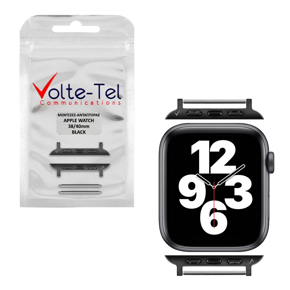 VOLTE-TEL ΜΕΝΤΕΣΕΣ-ΑΝΤΑΠΤΟΡΑΣ ΓΙΑ APPLE WATCH 38/40mm /WATCH 2/WATCH 3 22mm BLACK