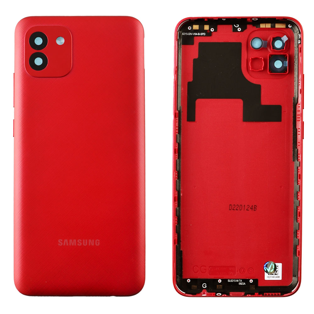 SAMSUNG A03 A035 BATTERY COVER + CAMERA LENS RED 3P OR