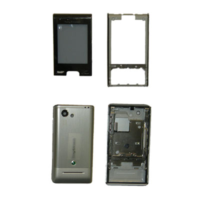 SONY ERICSSON T715 FRONT+LENS-MIDDLE-BATTERY COVER SILVER 3P OR