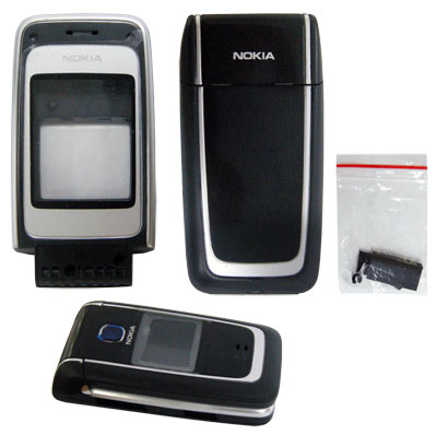 NOKIA 6125 FRONT+ LENS -MIDDLE -BATTERY COVER BLACK-SILVER